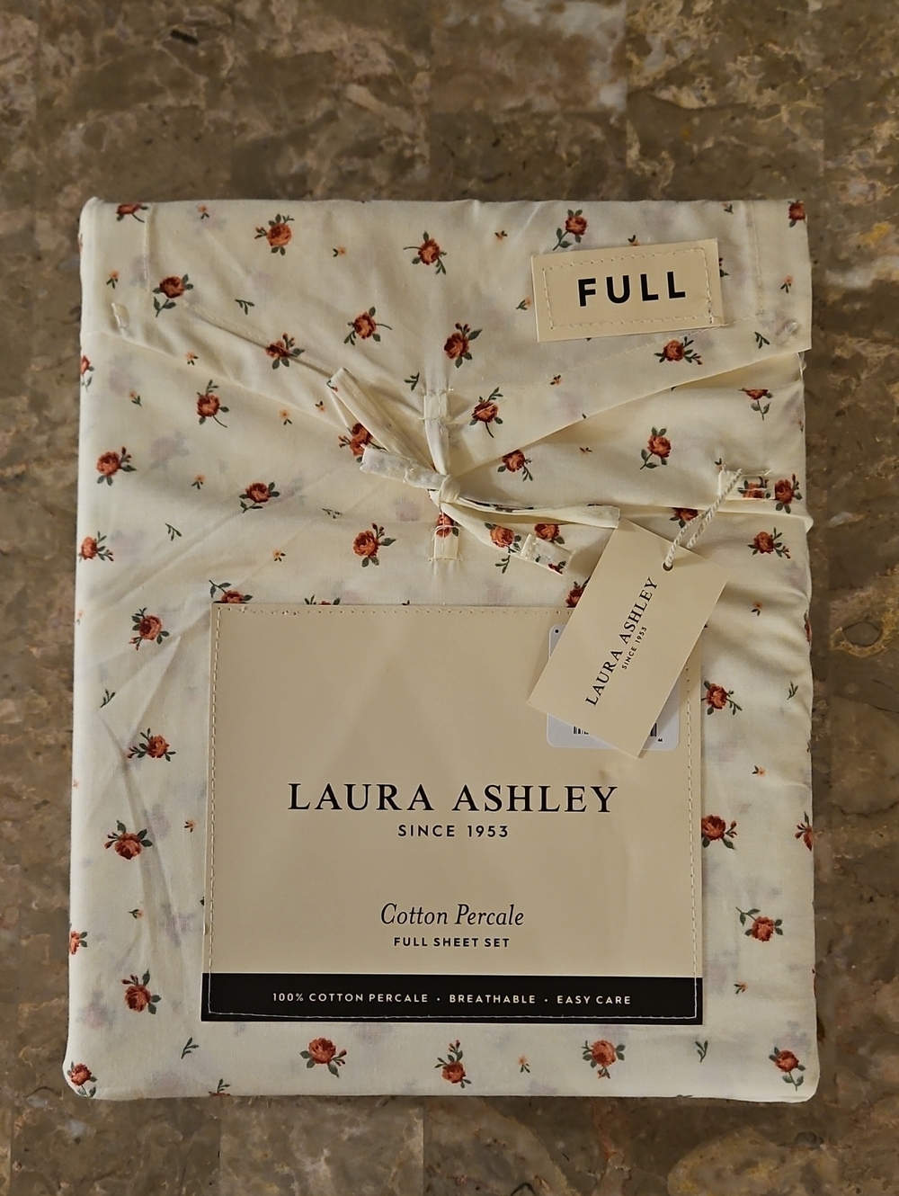 Laura Ashley Cream Sheet Set with Small Rose Print